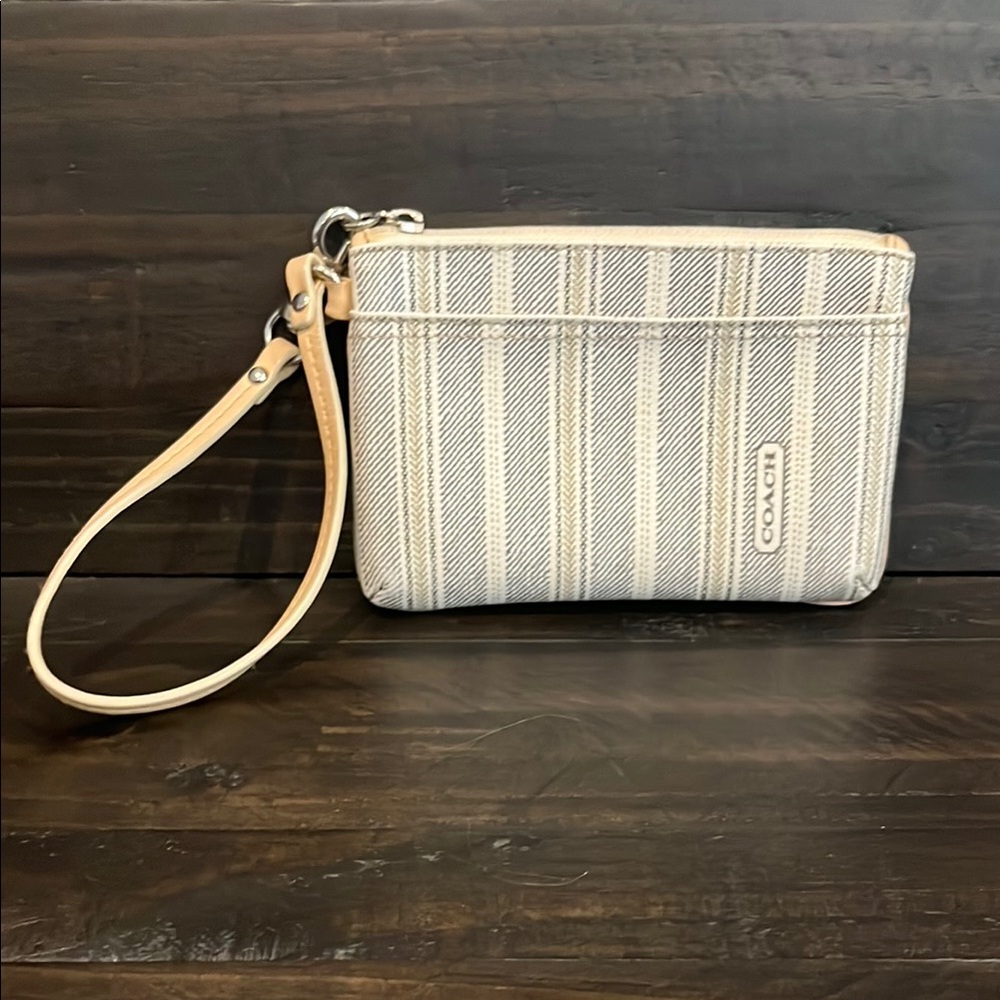 Coach Cream Stripe Wristlet - Coach Small Pouch in Cream